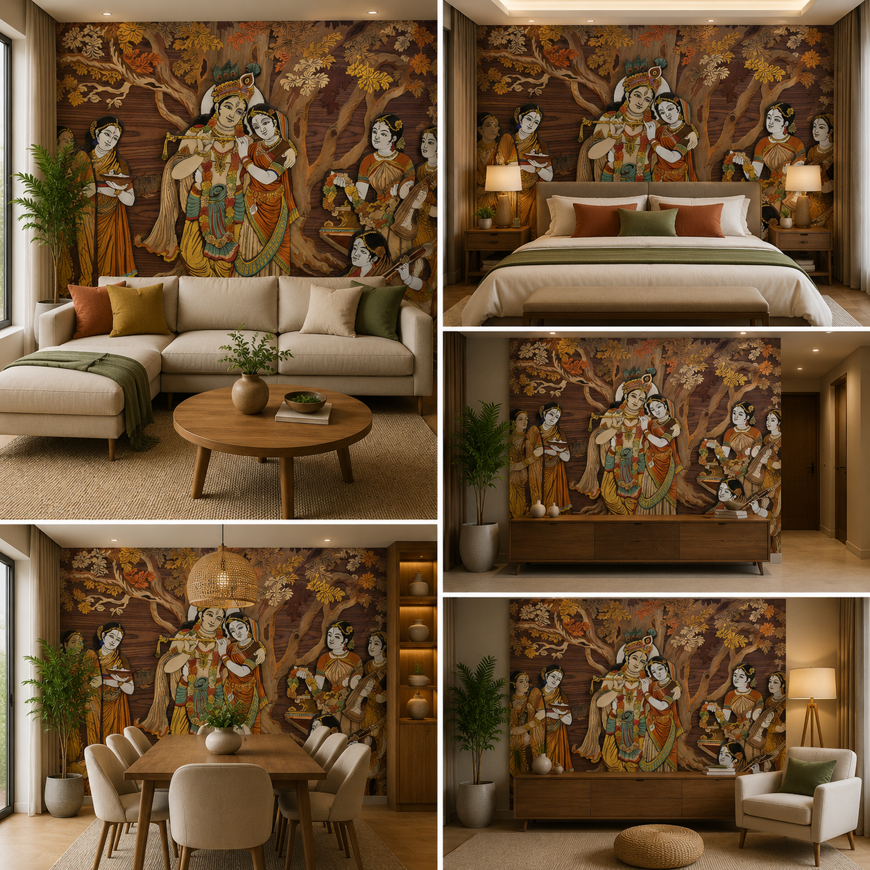 Premium Radha Krishna Wallpaper for Temple Room HD Self Adhesive