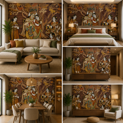 Premium Radha Krishna Wallpaper for Temple Room HD Self Adhesive