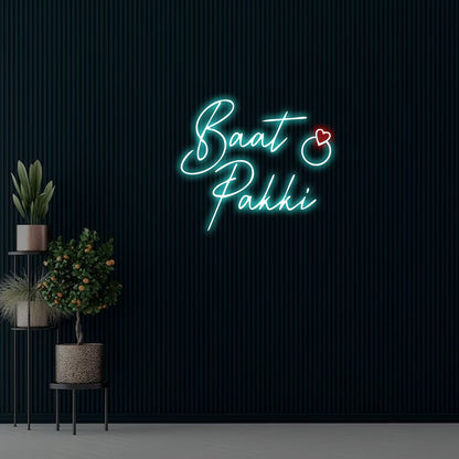 Personalized Baat Pakki Neon Acrylic Name Sign with Warm LED Glow for Home Decor