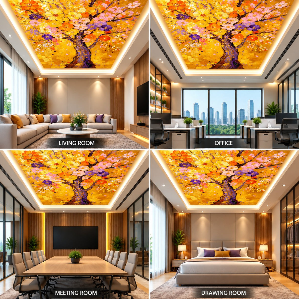 Floral Tree Ceiling Panel for Luxury Living Room False Ceiling and Interior Decor
