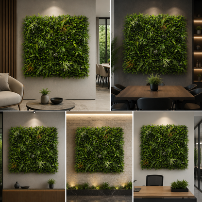 Premium Artificial Vertical Garden Wall Panel 1 x 1 Meter | Realistic Green Wall for Home, Office, Balcony & Commercial Spaces