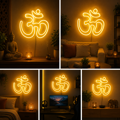 Om Symbol Neon Sign Board LED Wall Light Big Size Spiritual Decor