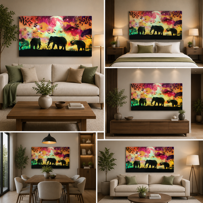 Three Elephant Painting for Living Decor
