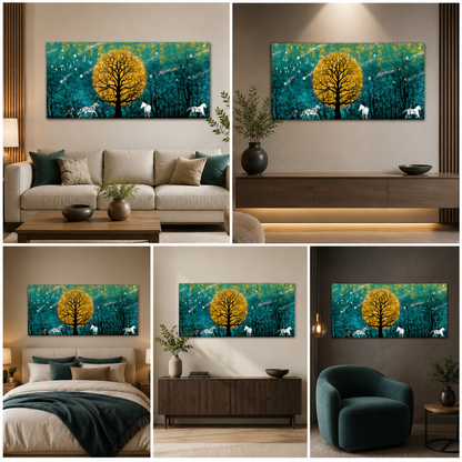 Running Horses Canvas Painting Wall Painting Frame for Living Room