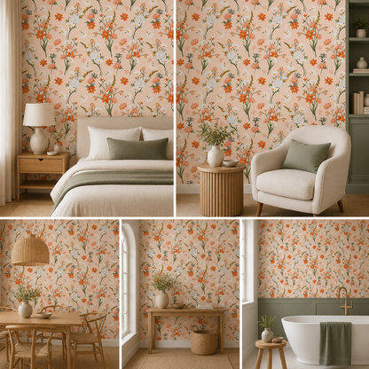 Premium Floral Artful Wallpaper for Living Room