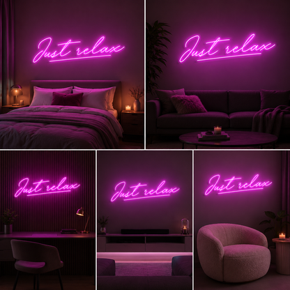 Just Relax Neon Sign Board | LED Neon Light Sign for Living Room & Aesthetic Wall Decor