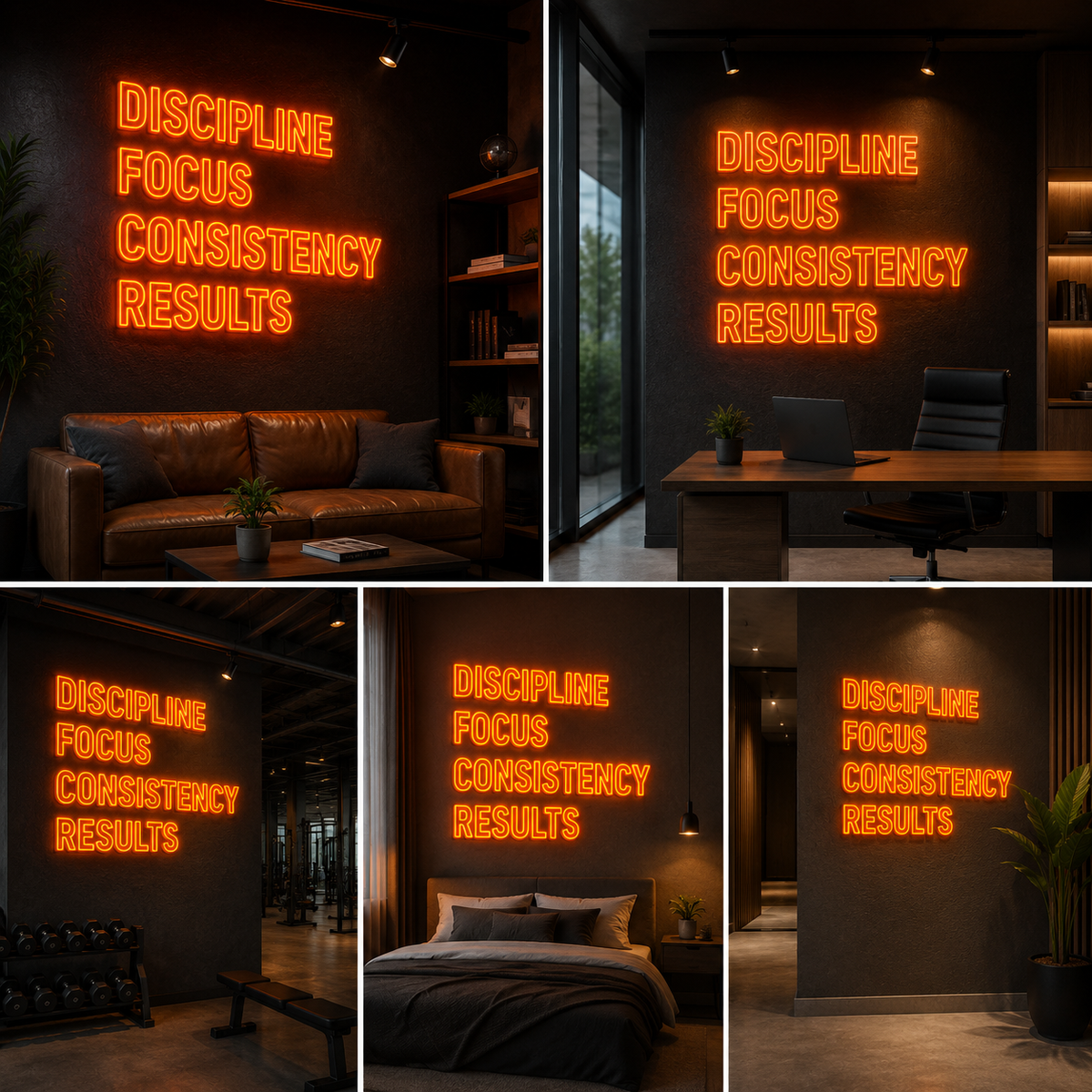 Motivational LED Neon Wall Sign for Gym, Office, Studio and Modern Interior Decor