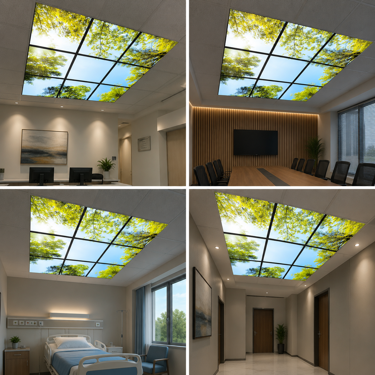 LED Fabric Light Box Panel | Backlit Tree & Sky Ceiling Display for Interiors