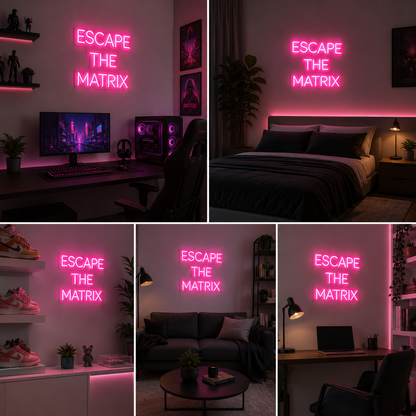 Escape The Matrix Neon Sign for Gaming Room, Bedroom, Office and Modern Wall Decor