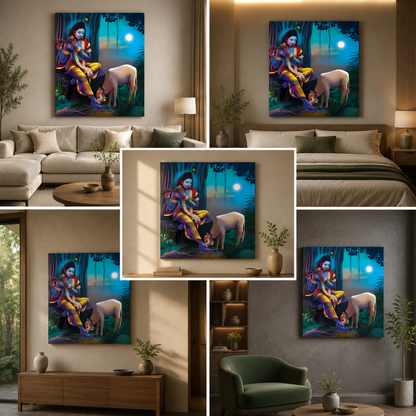 Lord Krishna Wall Painting Frame Canvas Painting for Living Room