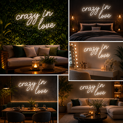 Crazy In Love Neon Sign Board | Custom Neon Light | LED Neon Light Name Plate for Wall Decor