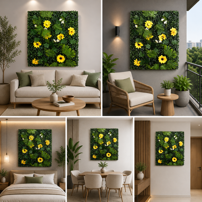 Artificial Vertical Garden, Artificial Wall Flower for Wall Decor | Artificial Green Wall Hanging Plants | Wall Decoration (16 by 24 Inches)