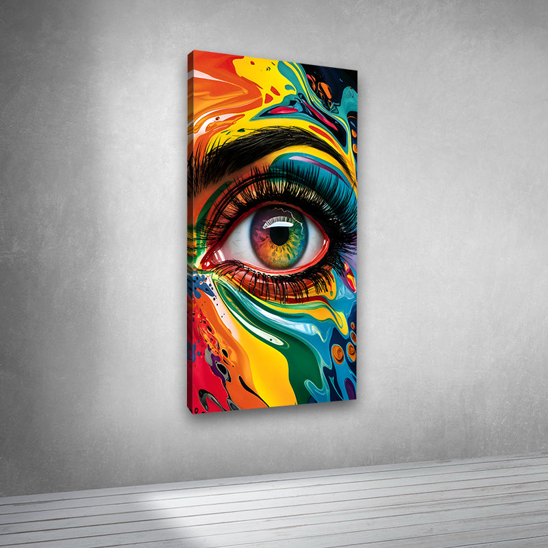Vibrant eye pop art painting canvas print for contemporary interiors