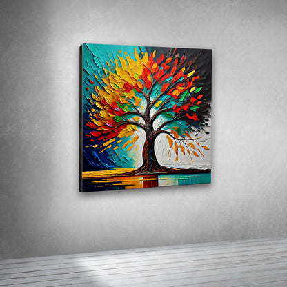 Vibrant tree painting canvas print for contemporary interiors