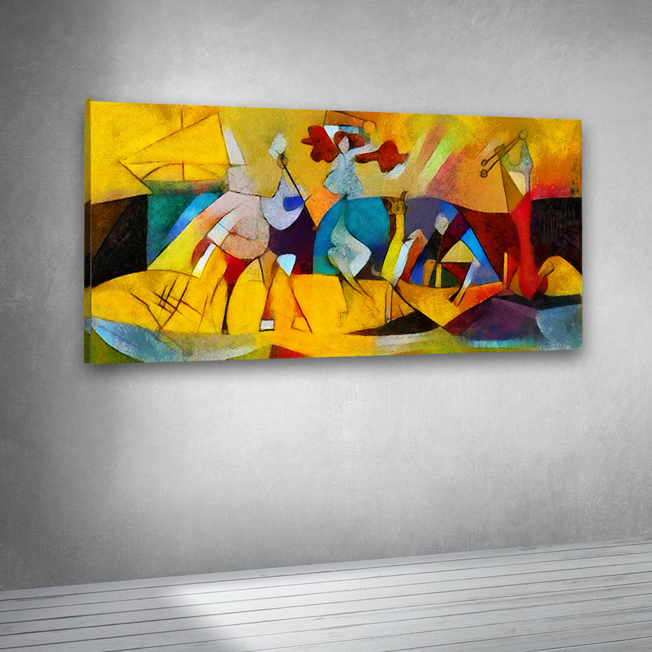 Colorful geometric abstract painting canvas print for contemporary interiors