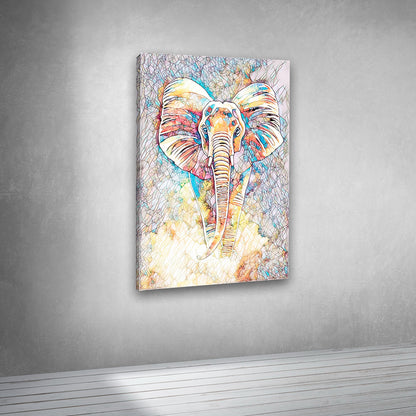 Colorful elephant artwork canvas print for contemporary interiors