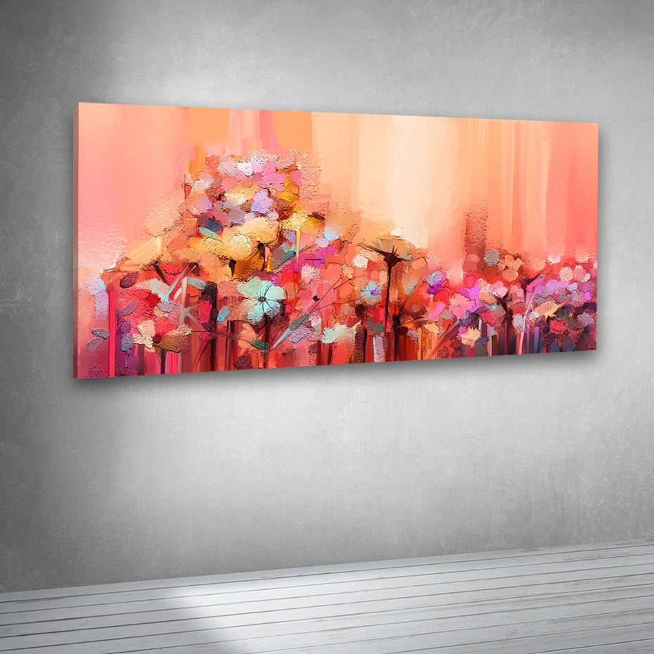 Colorful abstract flower painting canvas print for contemporary interiors