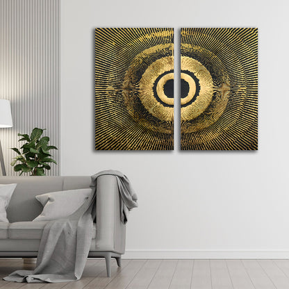 Abstract gold circle canvas painting wall art for modern living room decor