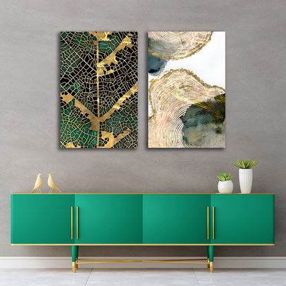 Abstract gold texture canvas painting wall art for modern living room decor