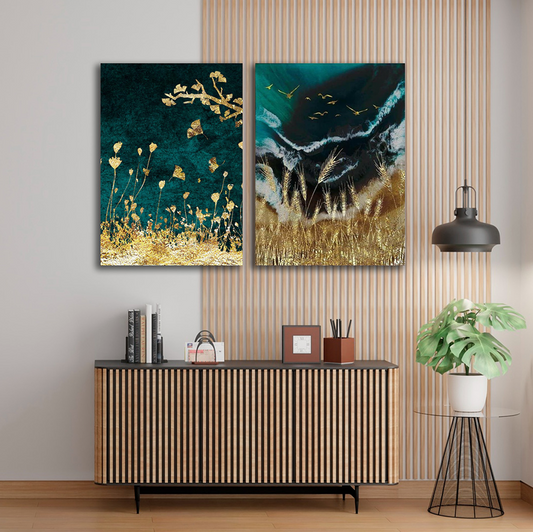 Abstract nature canvas painting wall art for modern living room decor