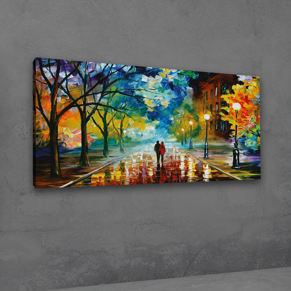 Colorful cityscape large canvas wall art painting for modern interiors