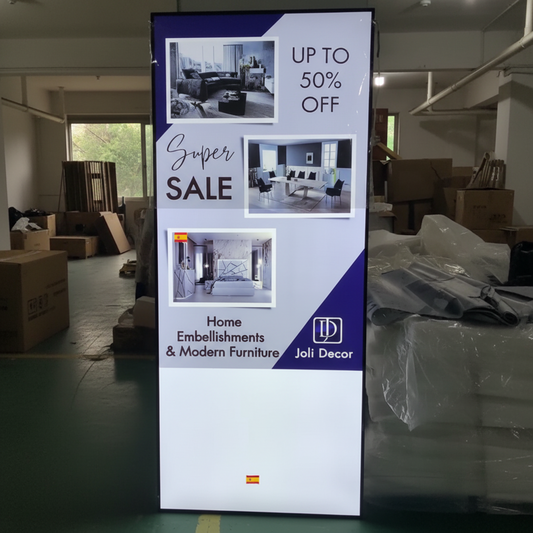 Illuminated changeable paper LED display board for retail advertising, sales promotions and showroom graphics