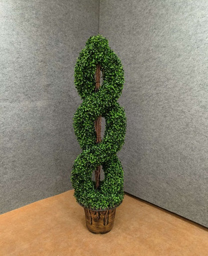 Artificial Plants Boxwood Spiral Tree in Pot – Indoor Outdoor Faux Plant for decorative planters living room decor