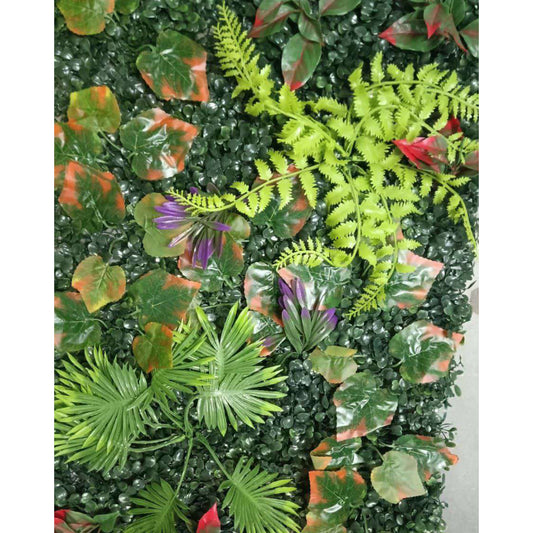 Artificial Vertical Garden, Artificial Wall Flower for Wall Decor | Artificial Green Wall Hanging Plants | Wall Decoration (16 by 24 Inches)  Artificial greenery wall with various leaf patterns on a white background