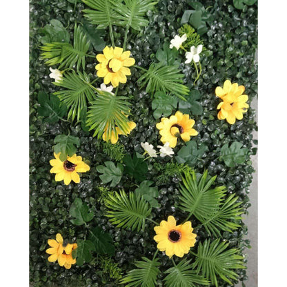 Artificial Vertical Garden, Artificial Wall Flower for Wall Decor | Artificial Green Wall Hanging Plants | Wall Decoration (16 by 24 Inches) Artificial greenery with yellow flowers on a white background