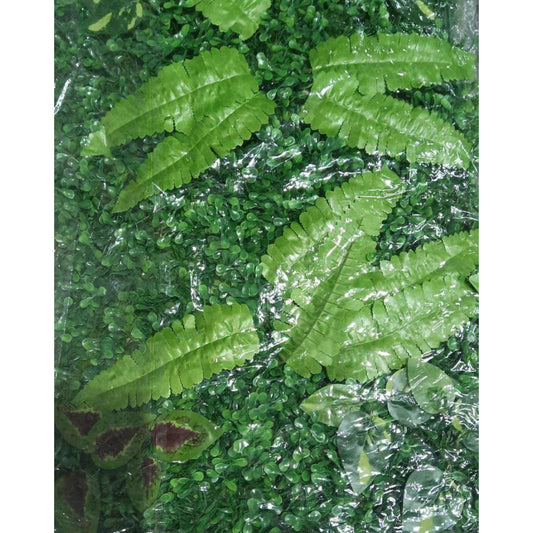 Artificial Vertical Garden, Artificial Wall Flower for Wall Decor | Artificial Green Wall Hanging Plants | Wall Decoration (16 by 24 Inches) Artificial green leaves on a textured green background
