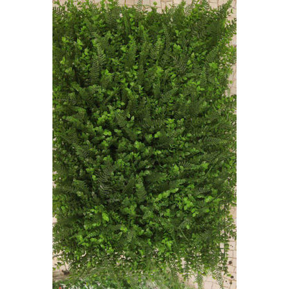 Artificial Vertical Garden, Artificial Wall Flower for Wall Decor | Artificial Green Wall hHanging Plants | Wall Decoration (16 by 24 Inches) Artificial green wall panel with a brick background