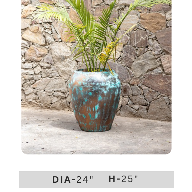 Blue textured decorative planter with artificial palm leaves for balcony, patio and living room styling