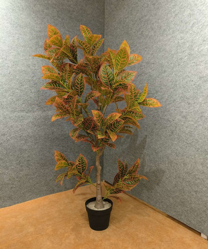 Artificial Topiary Croton Tree Dried Moss, Faux Bushes and Shrub Artificial Plants, Fake Trees in Pot, UV Resistant Artificial Plant for Front Porch, Indoor, Outdoor