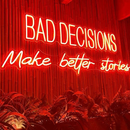 Bad Decision Neon Light Sign Party Decor LED Light