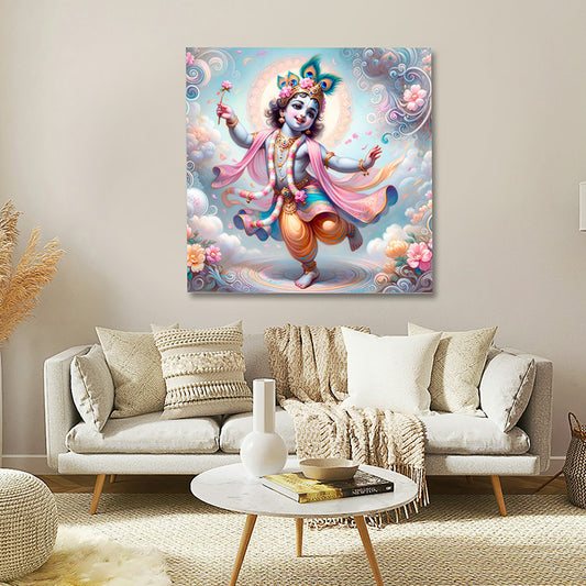 Bal Gopal dancing wall painting child Krishna canvas wall art