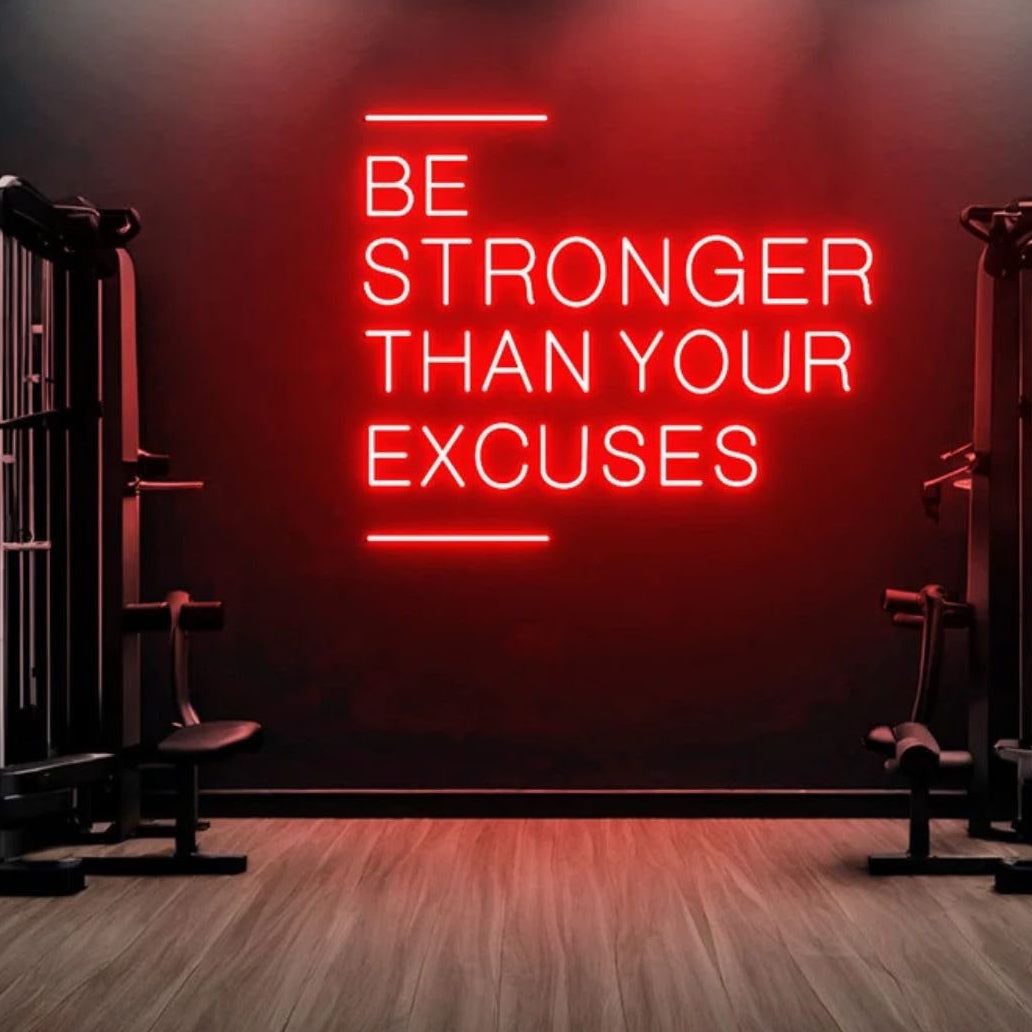 Motivational LED neon quote sign with acrylic backboard for office, home gym, and workout room