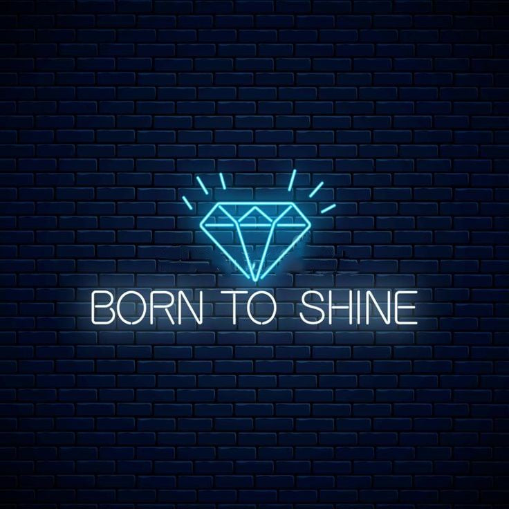 Born To Shine Neon Sign | Custom Neon Sign | Neon for Jewelry Shop Neon sign with diamond icon and 'Born to Shine' text on a brick wall background