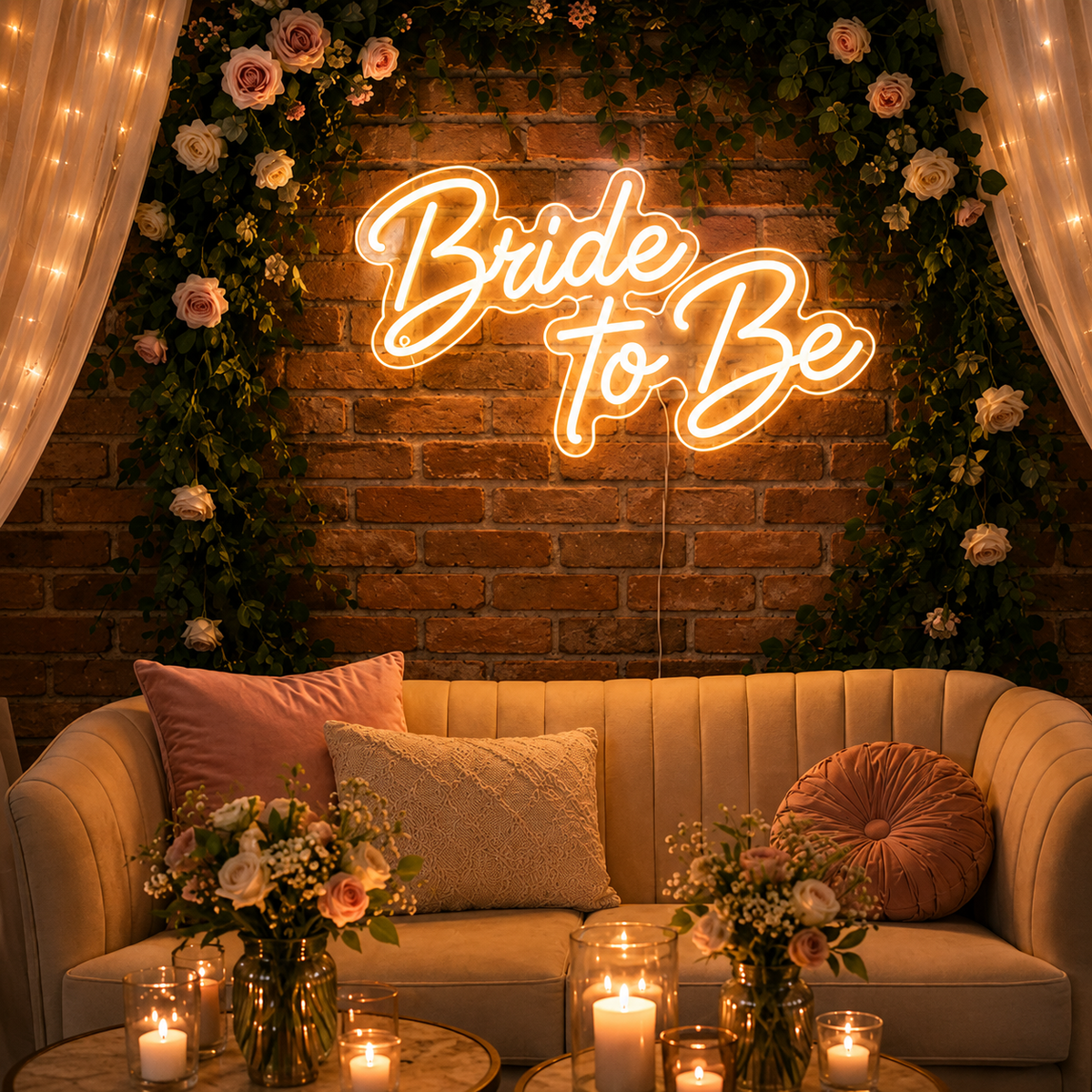 Bride to Be LED neon wall sign for wedding stage, engagement, bridal room and event decoration