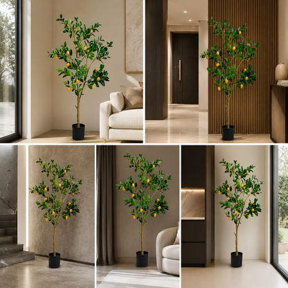 Real Touch Artificial Lemon Tree 4.5 Ft with Decorative Pot for Luxury Modern Interiors