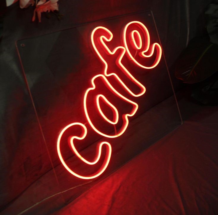 Cafe Neon Sign | Custom Neon Sign | Neon for Bar, Restaurants, Shop Neon sign with the word 'Cafe' in red on a dark background