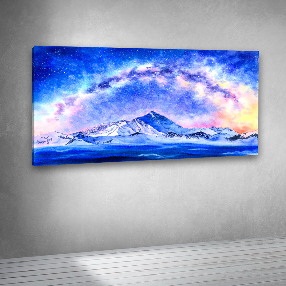 Galaxy mountain painting canvas print for contemporary interiors