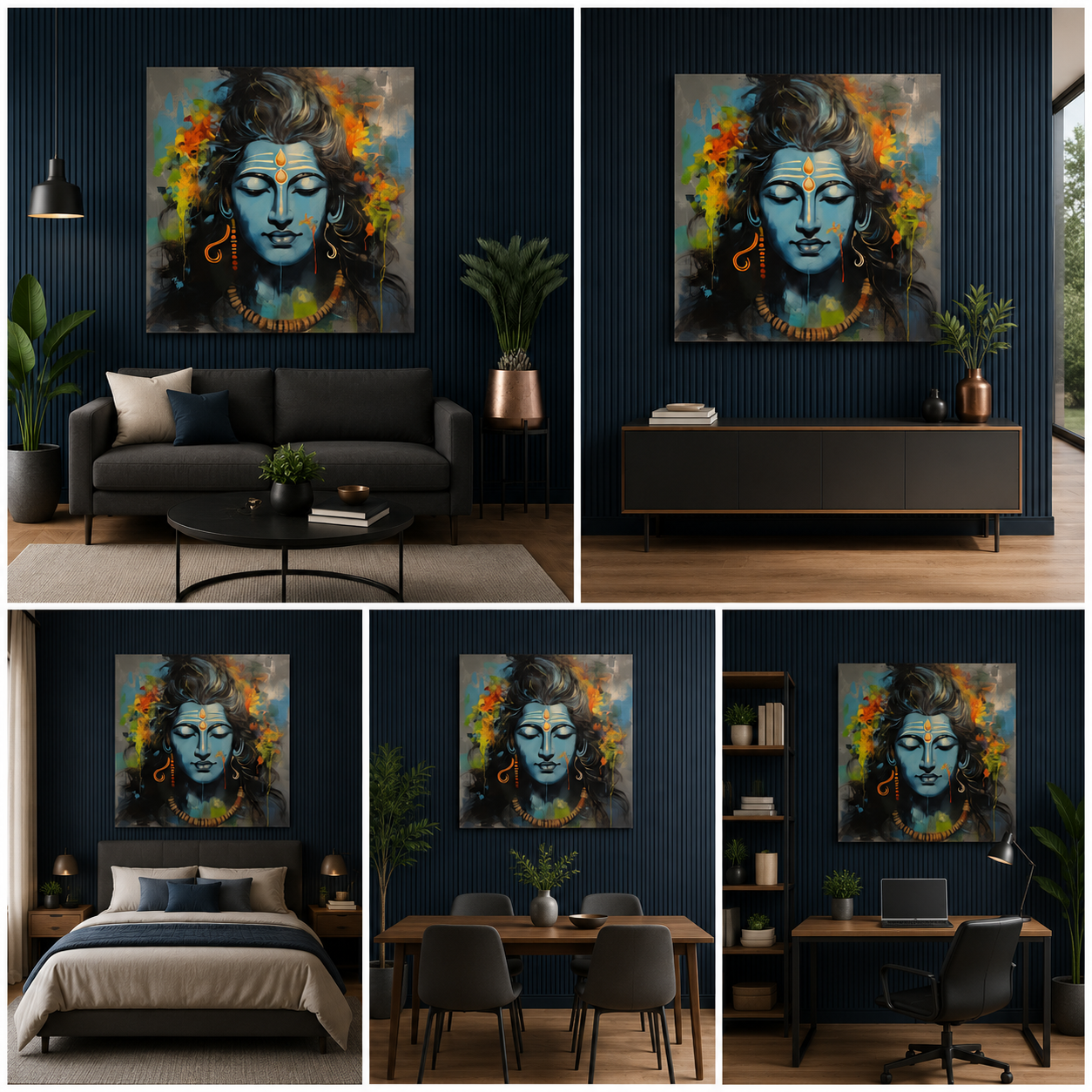 Divine Lord Shiva Abstract Canvas Wall Art for Spiritual Home Decor