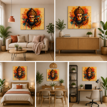 Divine Hanuman Canvas Wall Art for Spiritual Home Decor