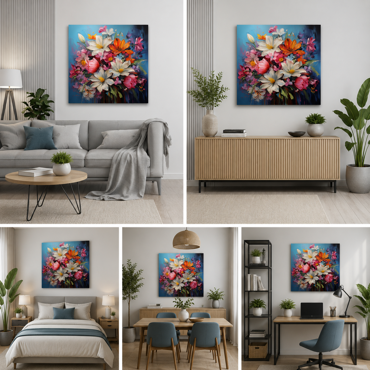 Abstract Floral Bouquet Canvas Painting Wall Art