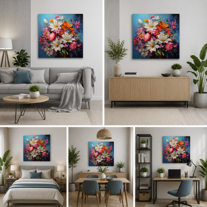 Abstract Floral Bouquet Canvas Painting Wall Art