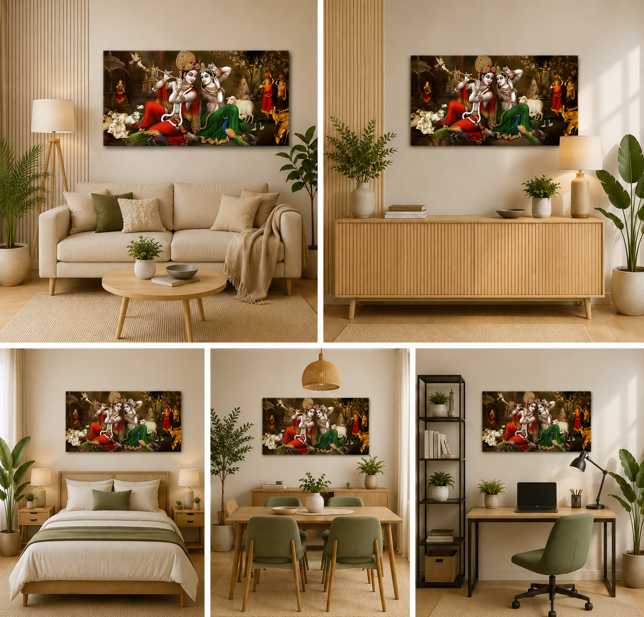 Divine Radha Krishna Canvas Wall Art for Spiritual Home Decor