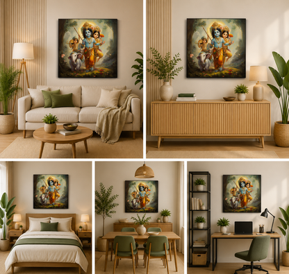 Divine Krishna Balram Canvas Wall Art for Spiritual Home Decor