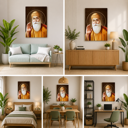 Divine Guru Nanak Dev Ji Canvas Wall Art for Spiritual Home Decor