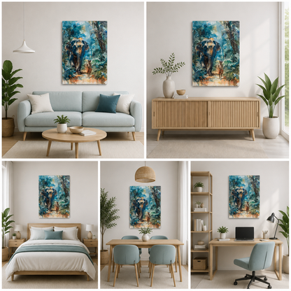 Majestic Elephant Jungle Canvas Wall Art for Modern Home Decor
