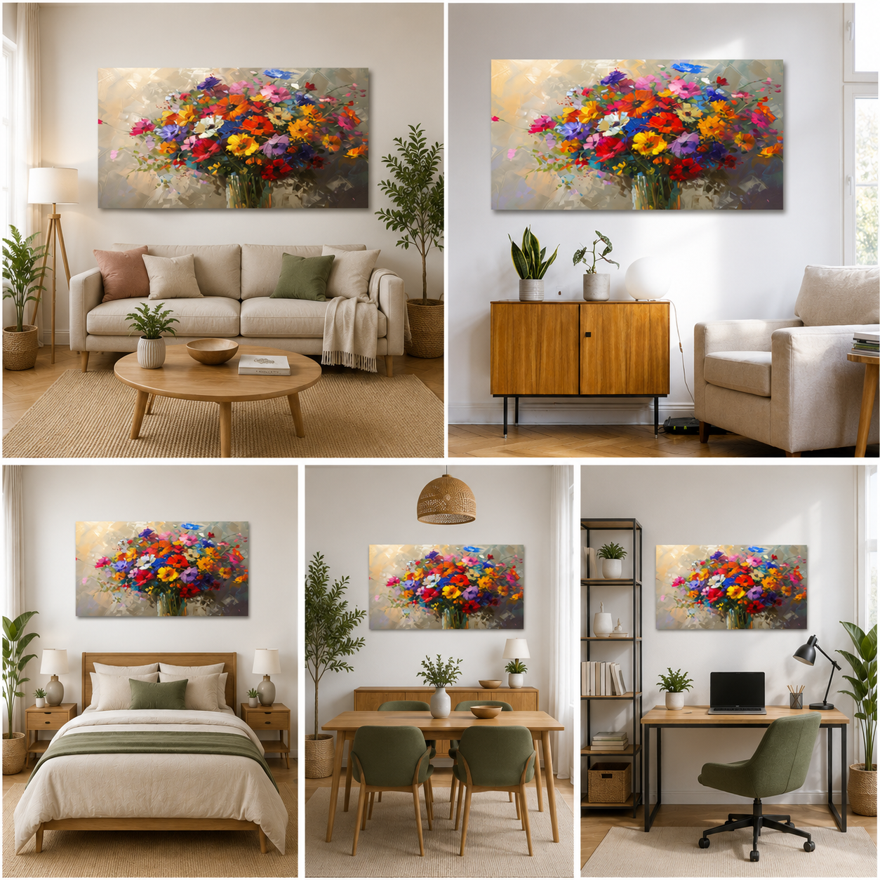 Vibrant Floral Bouquet Canvas Wall Art for Modern Home Decor